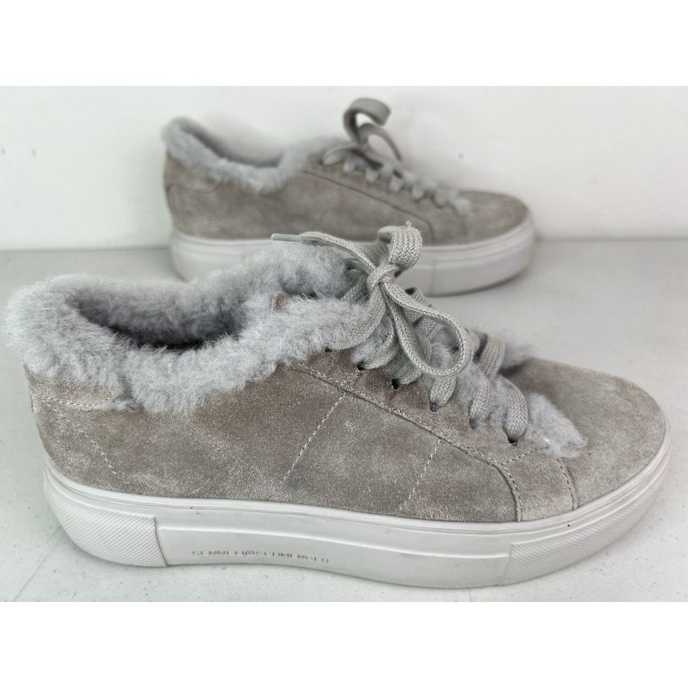 Kennel Schmenger Womens Suede Fur Shearling Platform Sneaker Shoes Beige SZ 5.5